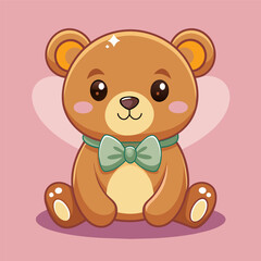 Cute Teddy Bear Drawing, Teddy Bear Colorful Flat Illustration