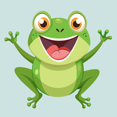 Obraz premium Cute Frog Drawing, Frog Colorful Flat Illustration