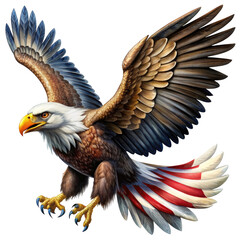 Obraz premium American bald eagle, symbol of the united states of america isolated on transparent background