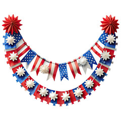 Obraz premium Independence Day garland, isolated on transparent background.