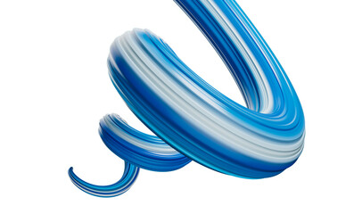 Colorful Blue swirl brush sroke isolated on a white background. Artistic abstract iridescent 3d blue and White paintbrush illustration 3d illustration
