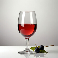 Elegant red wine glass with fresh grapes