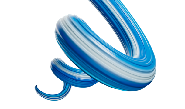 Colorful Blue swirl brush sroke isolated on a white background. Artistic abstract iridescent 3d blue and White paintbrush illustration 3d illustration
 - Powered by Adobe