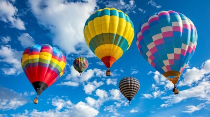 Obraz premium Group of colorful hot air balloons taking flight 
