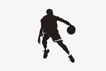 Fototapeta premium Silhouette of a basketball player dribbling