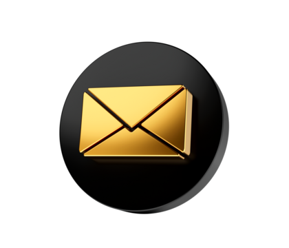 Gold SMS mail notification message Black icon bubble symbol or new contact alert chat 3D illustration
