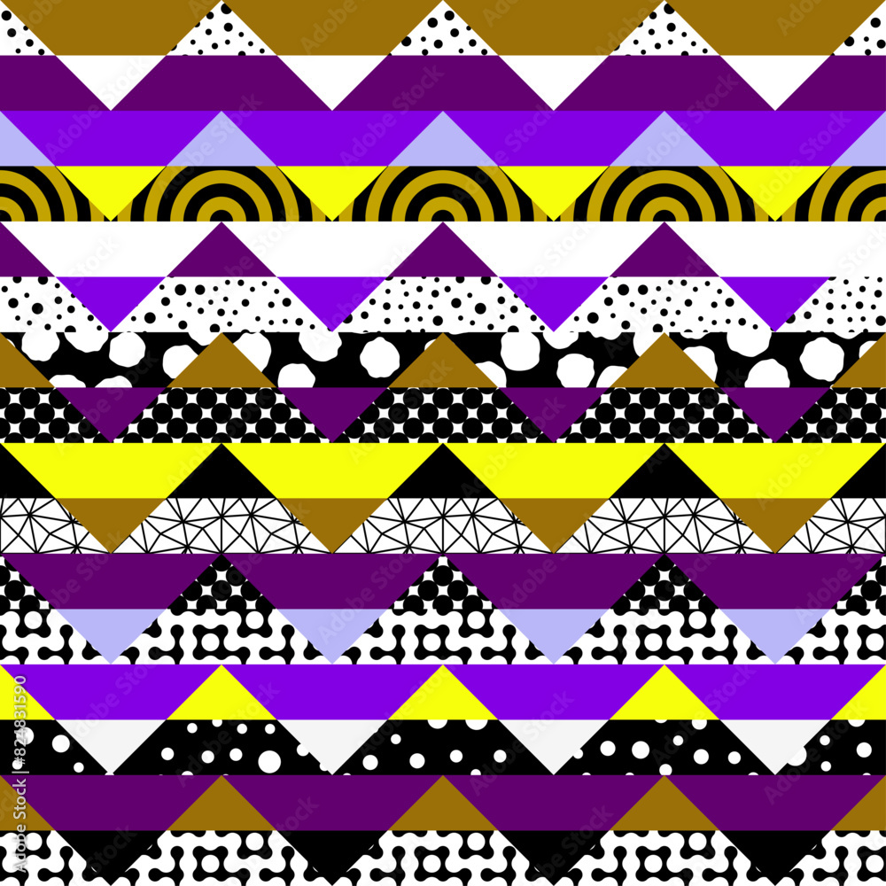 Poster Bold and graphic chevron pattern in bright colors background. Seamless vector pattern