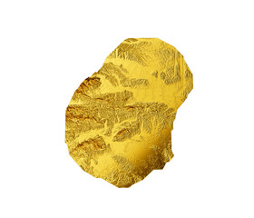 Nauru Map Golden metal Color Height map 3d illustration
