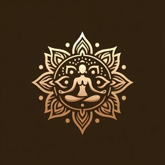 AI Generate of Luxury Yoga Meditation Logo Concept Stock Vector with Dark Black Background