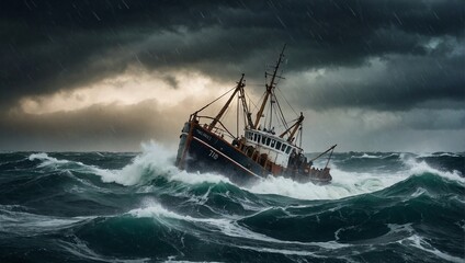 Naklejka premium boat in the sea