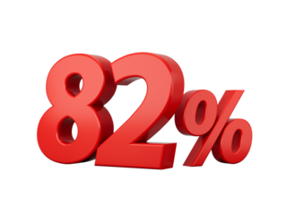 3d Red 82% Eighty Two Percent Sign 3d illustration
