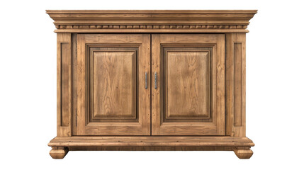 Fototapeta premium A wooden cabinet featuring two doors and two drawers, showcasing its functional design for storing items