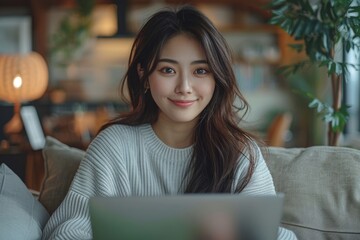 Young Asian women are using laptops