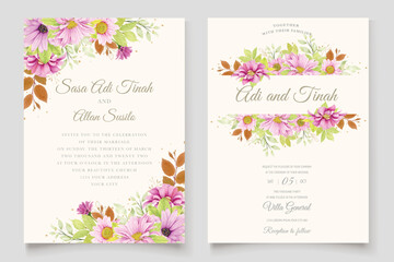 beautiful hand drawn roses wedding invitation card set
