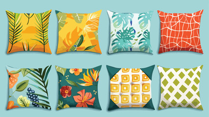 Comfy pillows. Cartoon cushions set colourful pillow