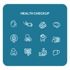 health checkup vector line icons set , medical health icon vector design 