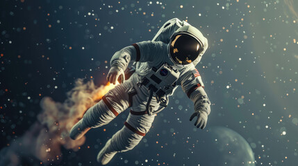 Fototapeta premium 3D Rendered Image of Astronaut in Space