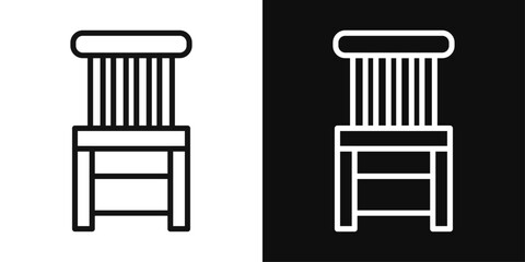 Chair icon set. School chair vector symbol and wooden seating icon.