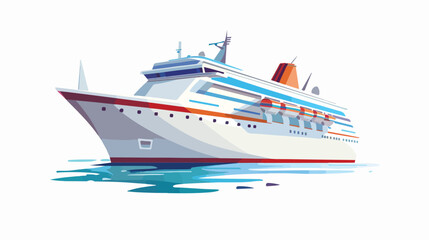 Cruiser icon. Color passenger ship. Marine travel tra