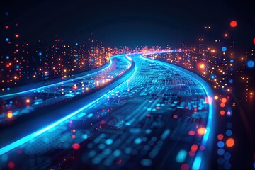 Fototapeta premium The Blue Electronic Information Highway