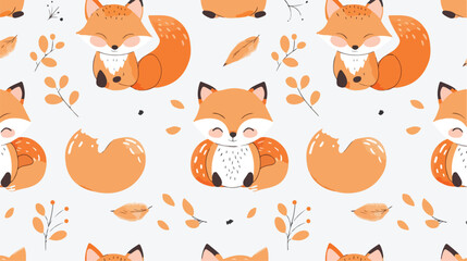 Cute foxes seamless pattern Cartoon Vector style vector