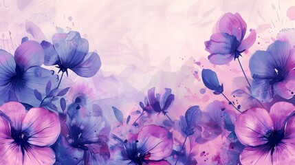 Light purple watercolor flowers on a white background.