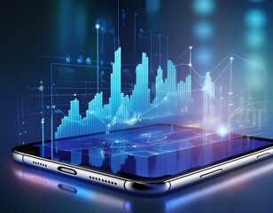 Smartphone devices data analysis, internet, digital technology, business intelligence, concept map