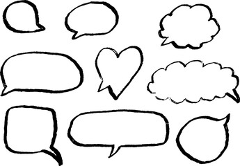 Grunge blob speech bubbles for school, office, social network. Doodle sketch vector illustration. 