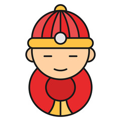 Chinese New Year Man Avatar Icon With Lineal Color Design Style
