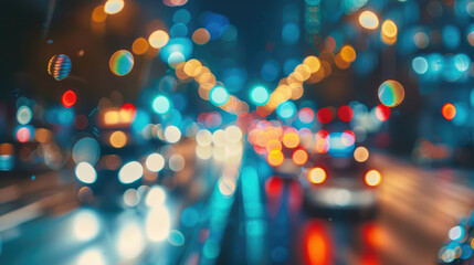 Blurred Lights of Cars on Night Street