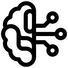 Artificial brain. Editable stroke vector icon.