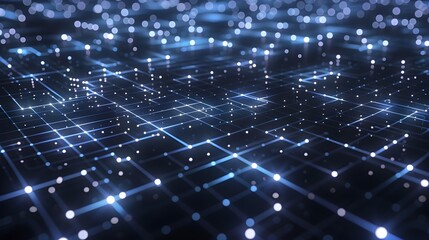 Fototapeta premium Glowing Data Circuits Forming Futuristic Grid in Sleek Modern Design