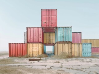 Fototapeta premium Exploring the World of Cargo Containers in AR 4:3