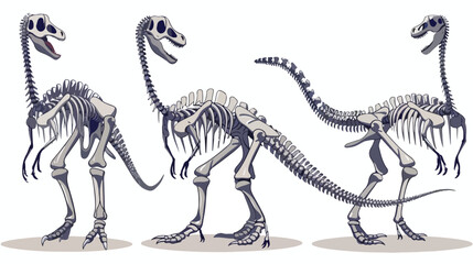 Dinosaur skeletons. Dinosaurs bone isolated skeleton
