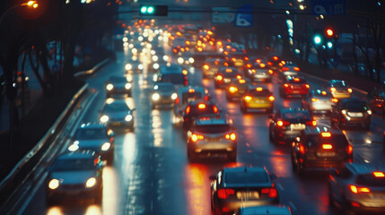 Blurred Lights of Cars on Night Street