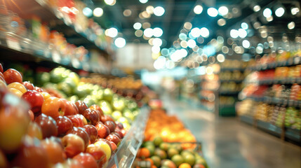 Blurry Supermarket and Store Interior in Mall