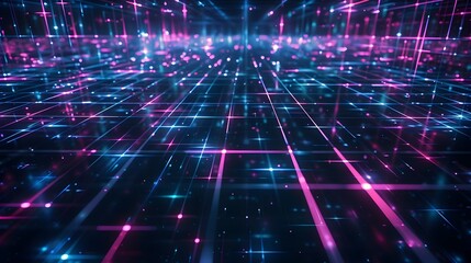 Naklejka premium Dazzling Neon Grid Backdrop for Dynamic Digital Designs