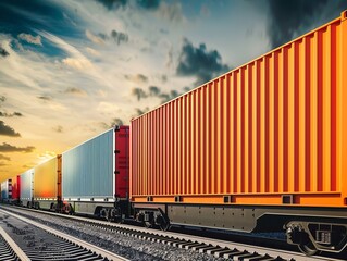 Obraz premium Efficient Rail Freight shipping with Intermodal Cargo Containers - The Import-Export Link to China