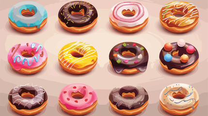 Donut constructor. Realistic different donuts glaze c