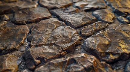 The close-up of a Craftsman house's hand-laid stone foundation, each stone's texture vivid and lifelike 