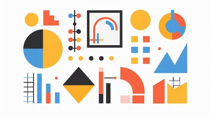 multiple abstract graphics or icons 