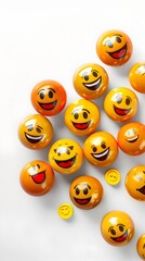 Fototapeta premium Collection of Colorful Cartoon Emoji Faces on White Background for World Emoji Day Social Media Posts