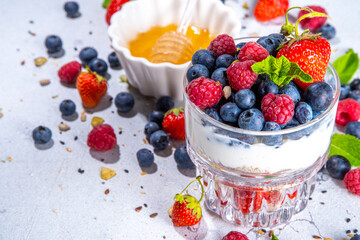 Berry breakfast layered parfait dessert