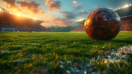 Dynamism Unfolds in a Vibrant EnergyFueled Soccer Match at Golden Hour
