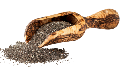 A wooden scoop filled with a mixture of sand and gravel against a neutral background