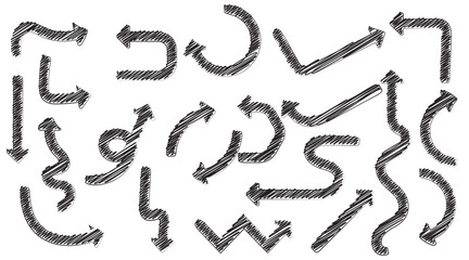 Collection of different doodle vectors vector arrow hand drawn element isolated on white background