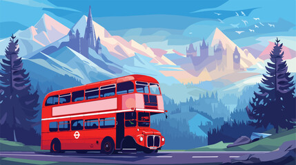 Excursion bus. London double decker car on city mount