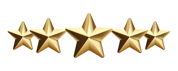 Star rating realistic gold star set vector