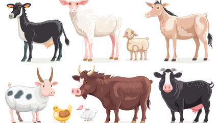 Farm animals. Domestic farm animal collection isolate