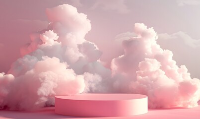 Pink podium stage minimal abstract background beauty dreamy space studio, Generative AI